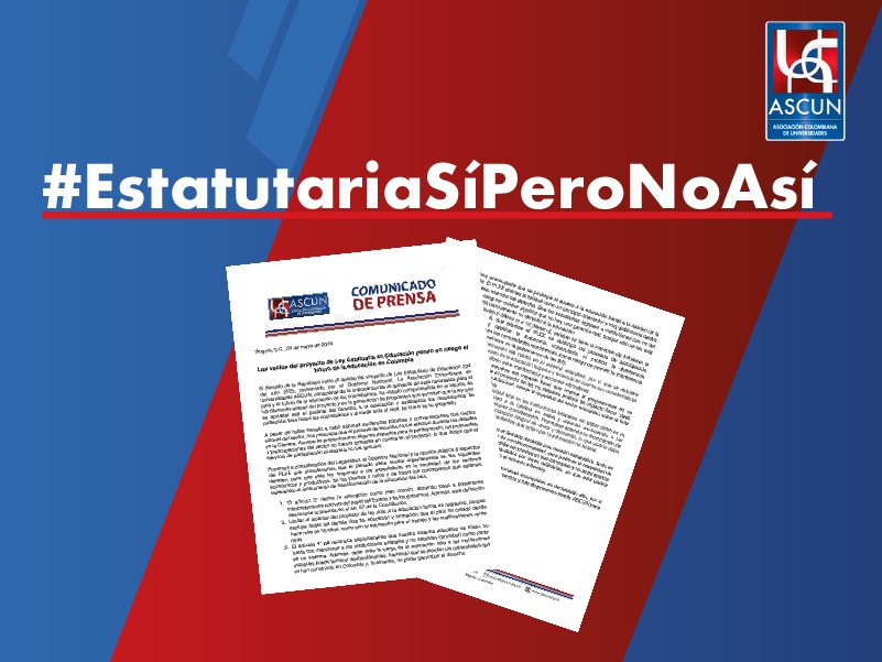 #EstatutariaSíPeroNoAsí 

🚨ASCUN hace un llamado al Legislativo, al Gobierno Nacional y a la opinión pública a revisar urgentemente 8️⃣ aspectos que generan vacíos en el proyecto de #LeyEstatutariaDeEducación y que ponen en riesgo el futuro de la #educación en #Colombia 🇨🇴.