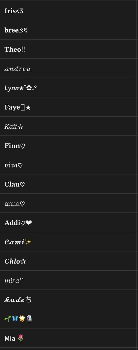 You should see my user's profile names
