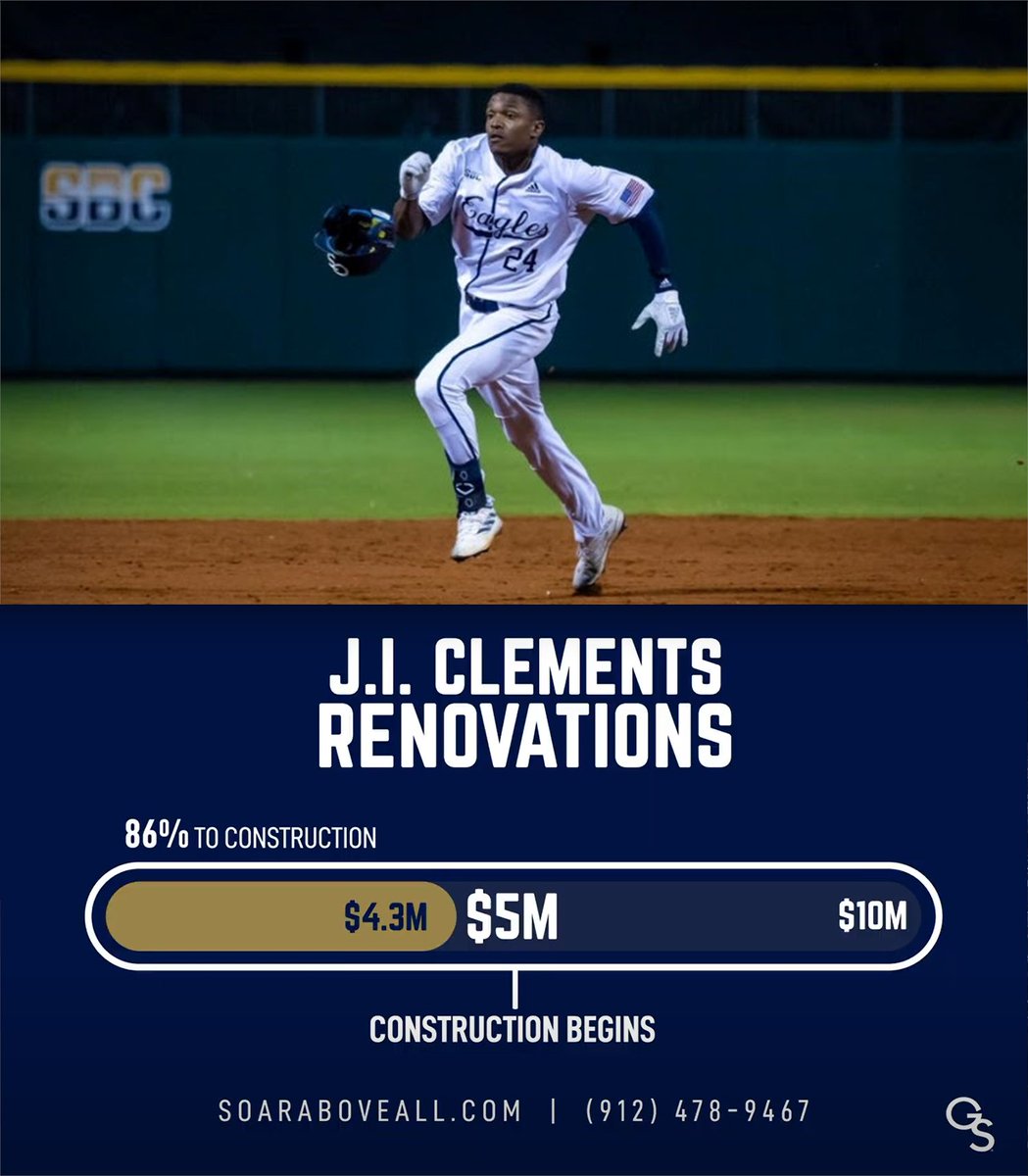 Soar into Semis with your Georgia Southern Eagles & consider extending your support towards the J.I. Clements Stadium Renovations! We are only 14% away from breaking ground - every gift counts! give.gseagles.com/BaseballRenova… #HailSouthern