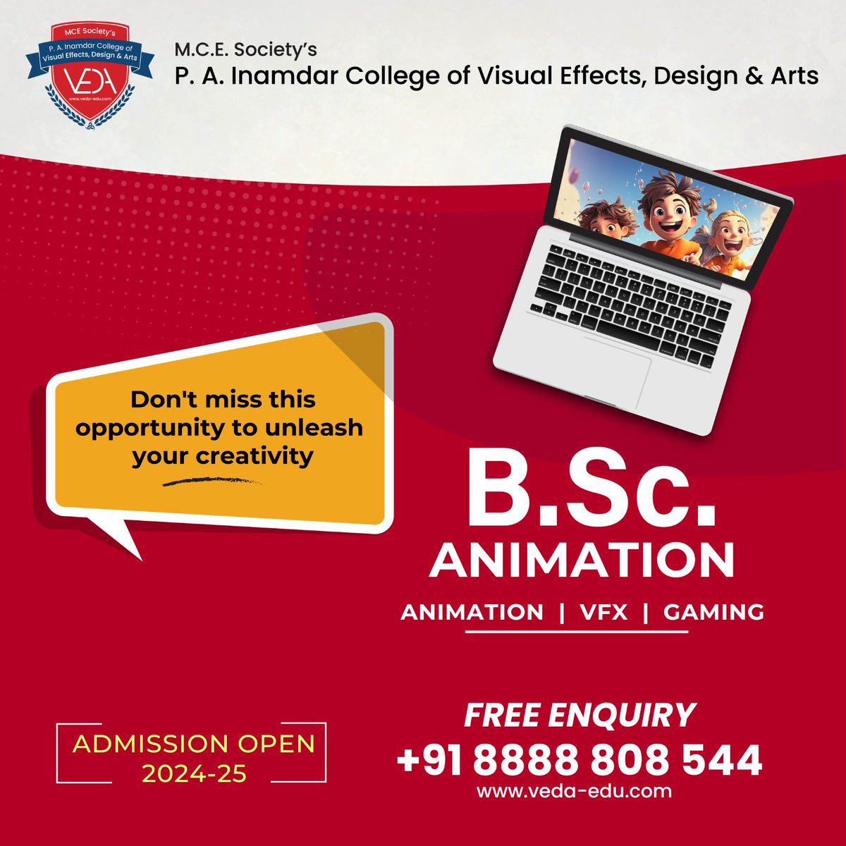 Hurry Up...! Few Seats Left!

For more information get in touch with us on:
📞 : +91 8888808544
🌐 : veda-edu.com
📩 : enquiry@veda-edu.com
#UniversityApproved #Animation #VFX #Gaming #DegreeCourses #DiplomaCourses #certificatecourse #vedacollege #animationcollege