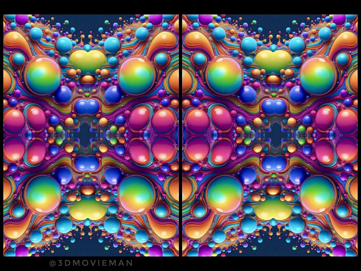 Colorful bubble fractal #stereoscopic #AIart #stereoscopy #digitalart #sdxl #AIArtGallery #AIarts #3dart