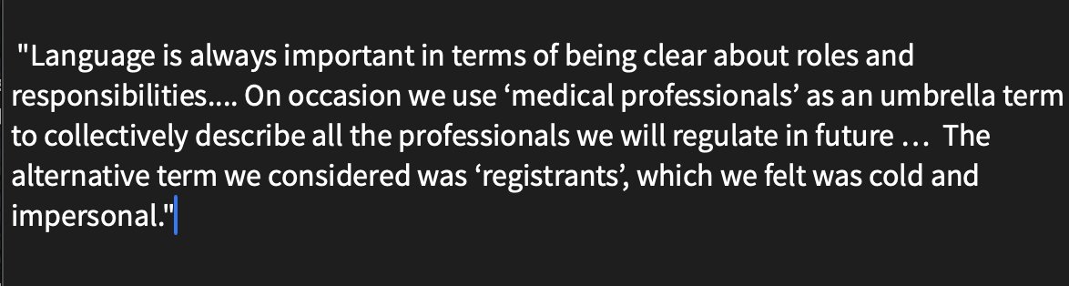 We told the GMC that AAs and PAs cannot legally be considered part of the ‘medical profession’; and we wanted to know why Good Medical Practice refers to them 29 times as “medical professionals”. They replied: