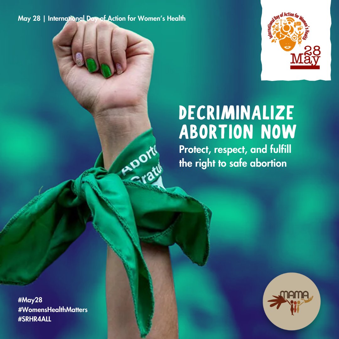 Sub-Saharan Africa has the highest rate of abortion-related deaths in the world, at 185 maternal deaths per 100,000 abortions. Let us come together on #May28 and assert that #WomensHealthMatters and demand that governments #DecriminalizeSMA & #DestigmatizeAbortion! @Guttmacher