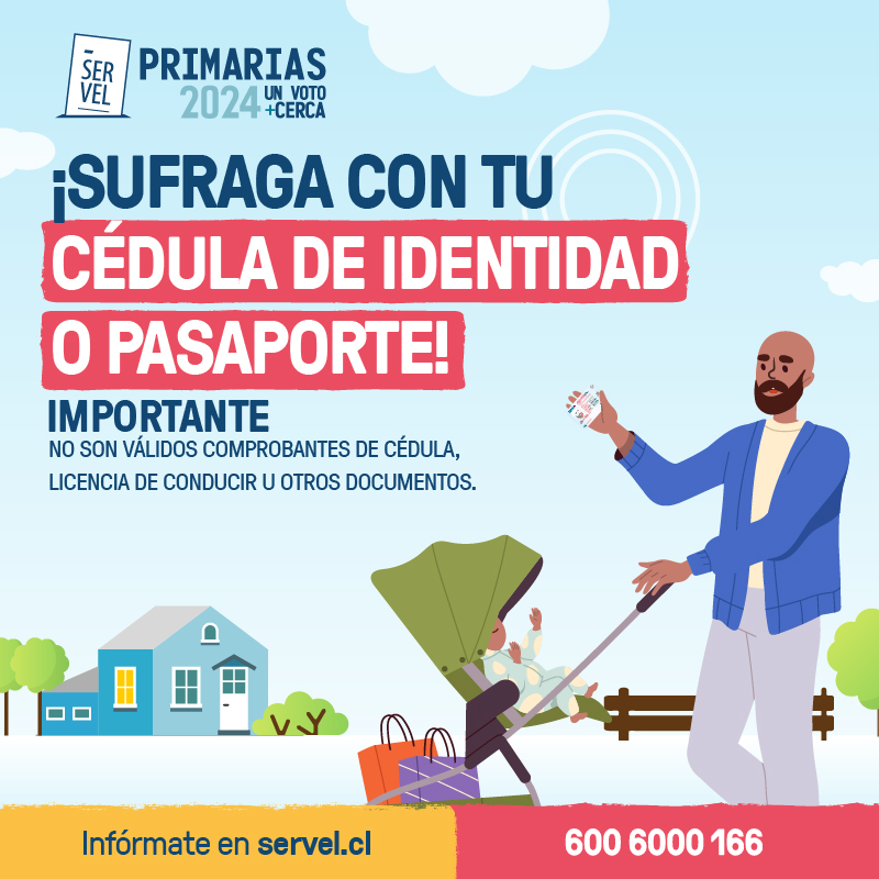 📌El domingo 9 de junio son las Primarias 2024. Podrás sufragar con tu cedula de identidad o pasaporte que pueden estar vencidos desde el 9 de junio del 2023.​ ¡Ojo! No son válidos la licencia de conducir, comprobante de cédula de identidad en trámite u otros documentos.