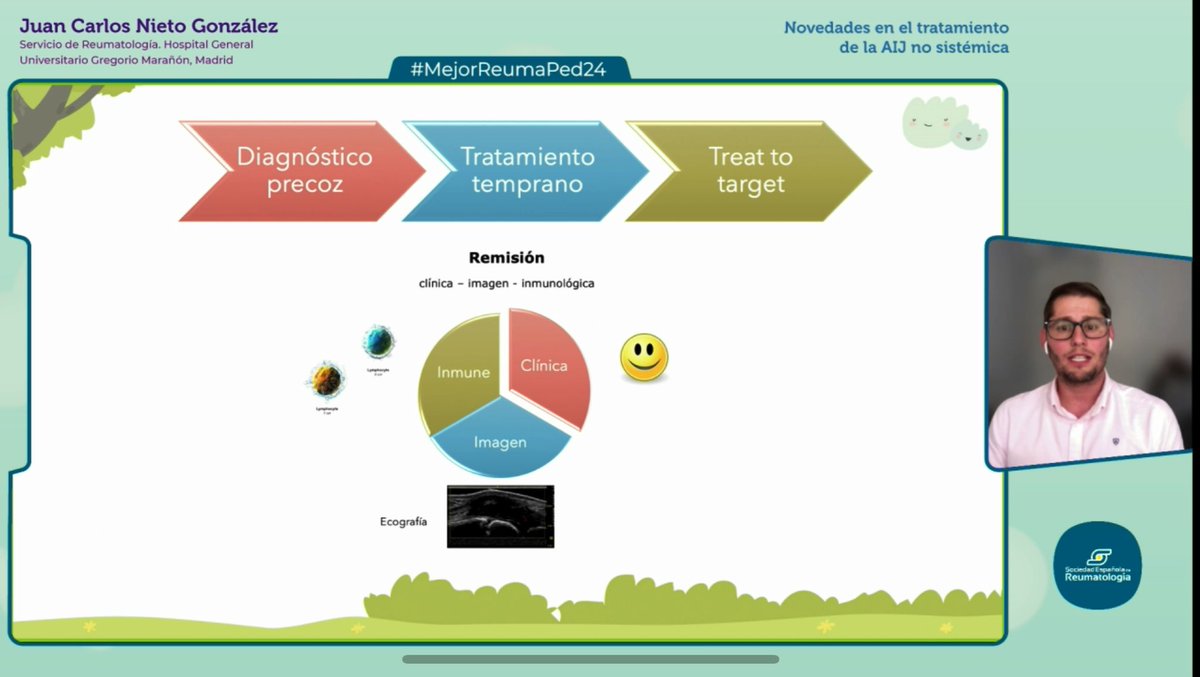 #MejorReumaPed24 El Dr. <a href="/JCNietoGon/">Juan Carlos Nieto</a> repasa las novedades en #AIJ no sistémica. “Además de la remisión clínica es importante conseguir remisión en imagen e incluso la remisión inmunológica”, sobre la importancia del diagnóstico precoz y el tratamiento temprano
