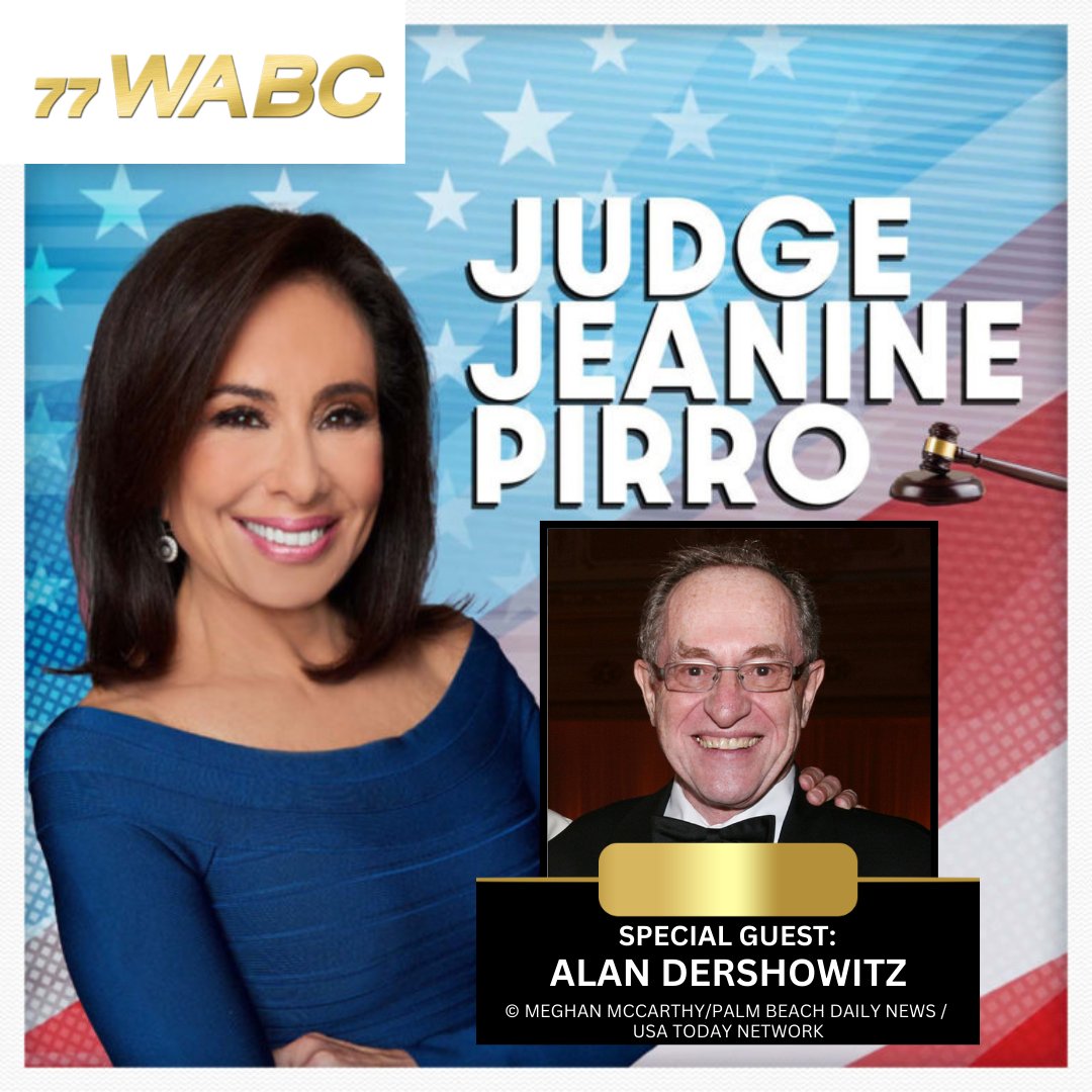 Coming up at 11AM EST on The @JudgeJeanine @Tunnel2Towers Show Today's special guests include: @AlanDersh Robert Costello Listen on wabcradio.com or on the 77 WABC app!