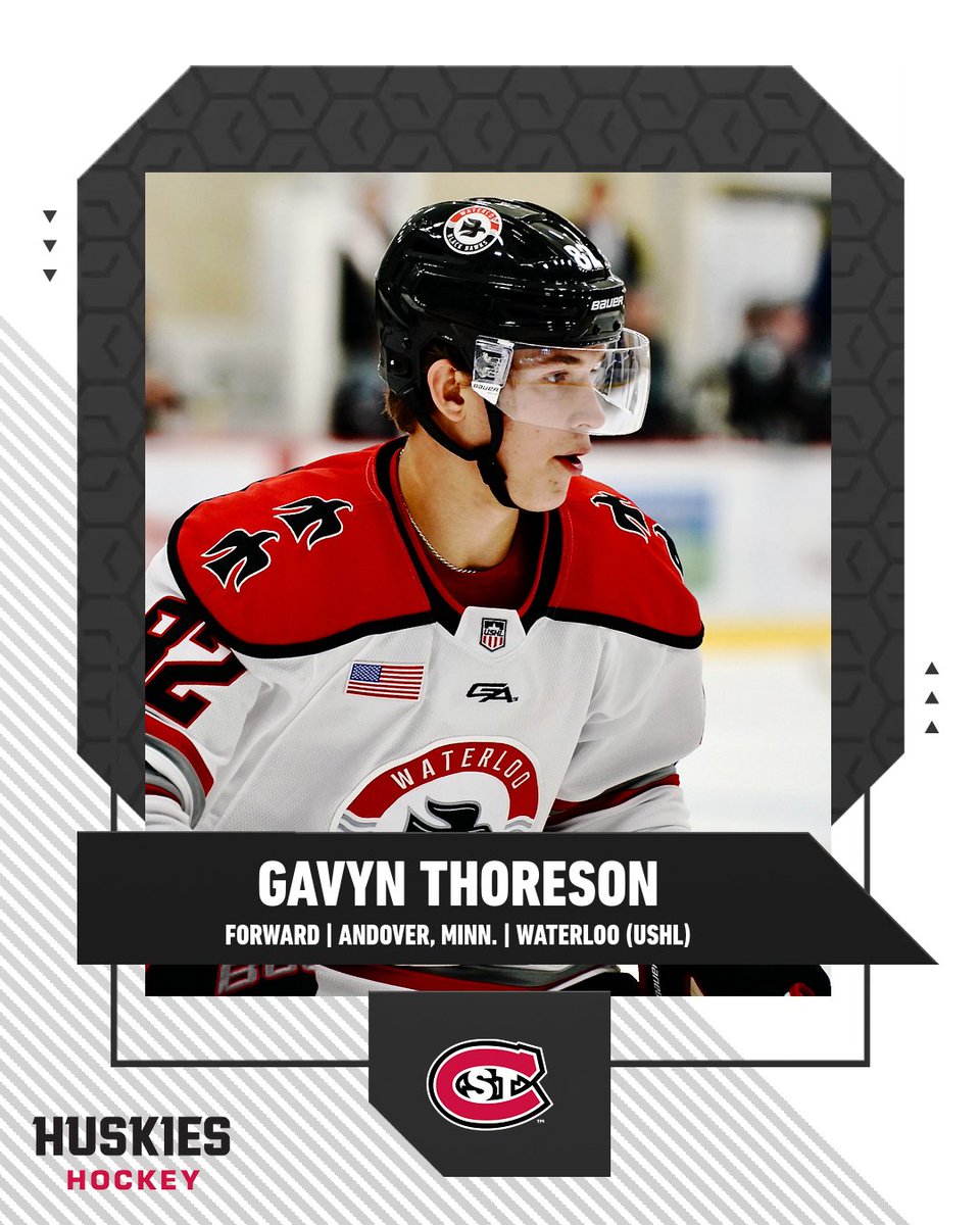 Welcome to #HuskyHockey, @GavynThoreson! 👏 ▪️ Top-15 in @USHL in assists (43) & points (65) in 2023-24 with @BlckHawksHockey ▪️ School-record 226 points in 3 seasons with @andoverhshockey ▪️ 2022 MN State Champion & 2023 Mr. Hockey finalist #GoHuskies | #HuskyHockey 🏒