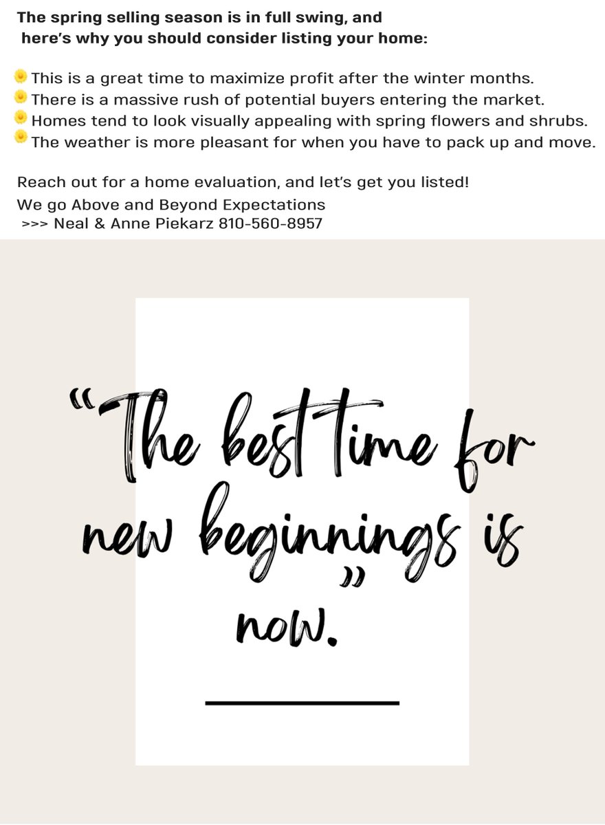 We go Above and Beyond Expectations 
>>> 𝐍𝐞𝐚𝐥 & 𝐀𝐧𝐧𝐞 𝟖𝟏𝟎-𝟓𝟔𝟎-𝟖𝟗𝟓𝟕 

#realestate #sellingseason #springmarket #homesellers #housingmarket #listyourhome