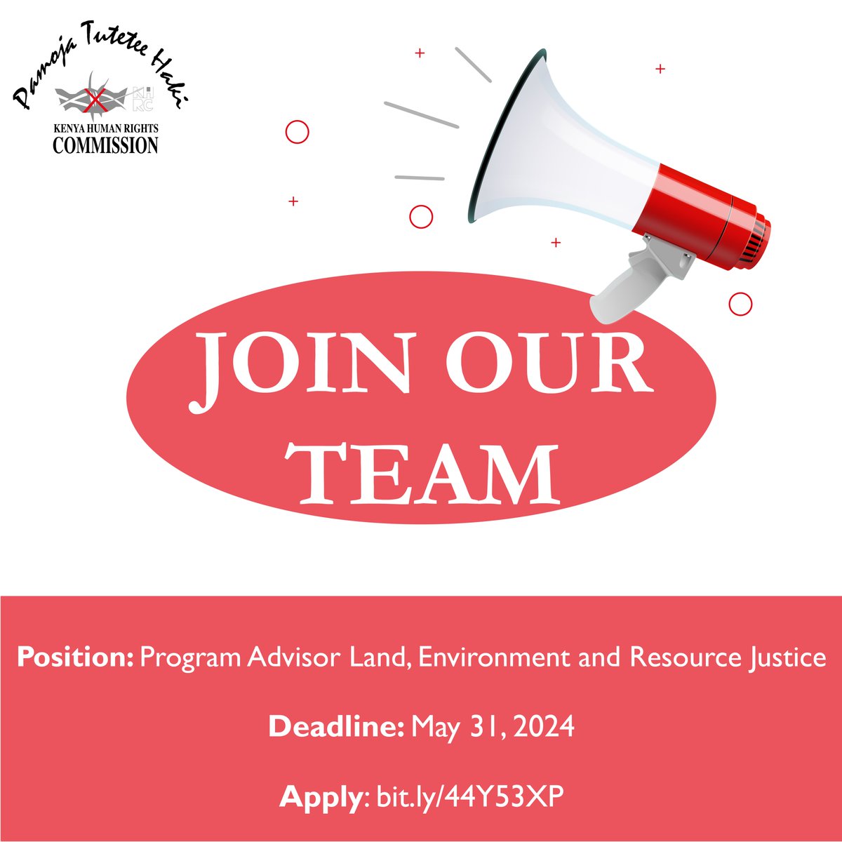 KHRC is recruiting a Program Advisor for land, environment and resource justice. If you are qualified, please apply. Read more about the job here: khrc.or.ke/opportunity/pr… #IkoKazi