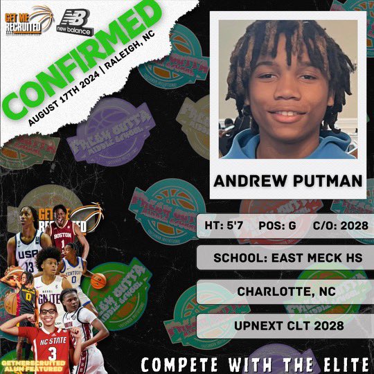 Andrew Putman (NC) is confirmed for the Fresh Outta Middle School Showcase happening August 17th, 2024 in Raleigh, NC!!! #GMRHoops #FOMS #GetMeRecruited