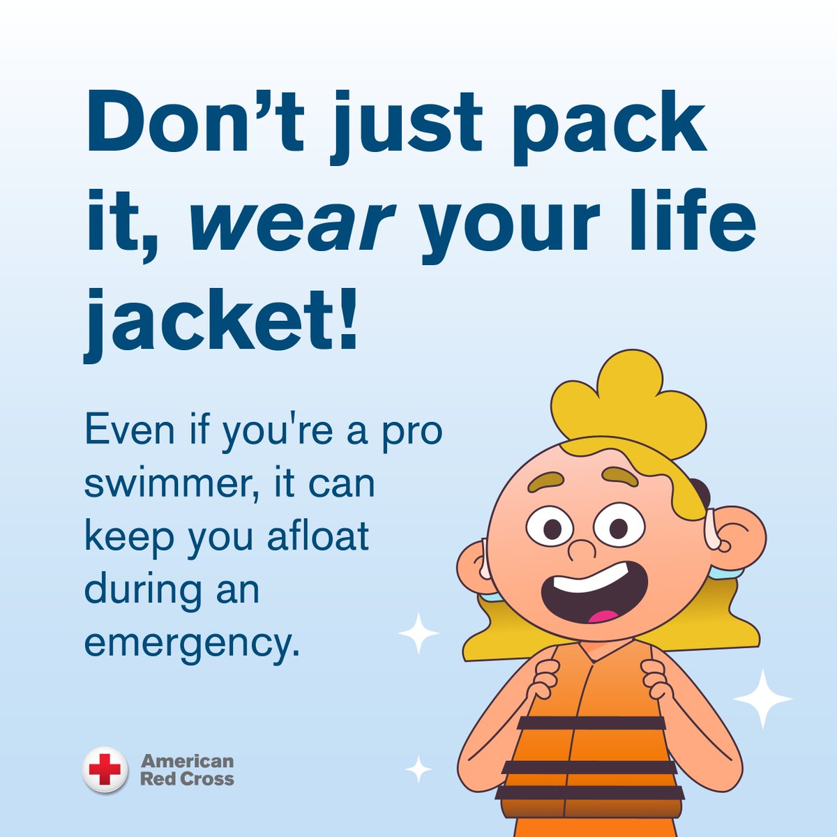 Wear your U.S. Coast Guard-approved life jackets – not just for the kids and inexperienced swimmers, but for all you water adventurers out there. Don’t just pack it, wear your life jacket. 🏊‍♂️🚤 Visit: rdcrss.org/4brc3Pu