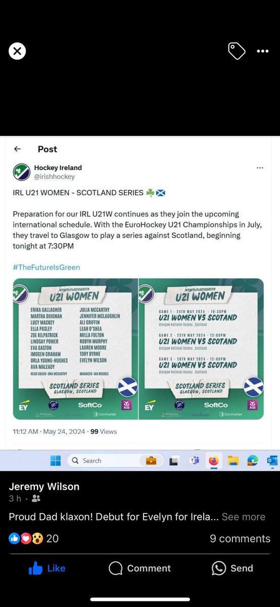 Proud Mum and proud Head. Former 1st Team hockey captain <a href="/evelynwilson/">Evie Wilson</a> making her international debut tonight. <a href="/Tranby_school/">Tranby</a> <a href="/UnitedSport1/">United Sport</a> @unitedlearning #hockey #tranbygirlscan @TeamDurham #TheFutureisGreen