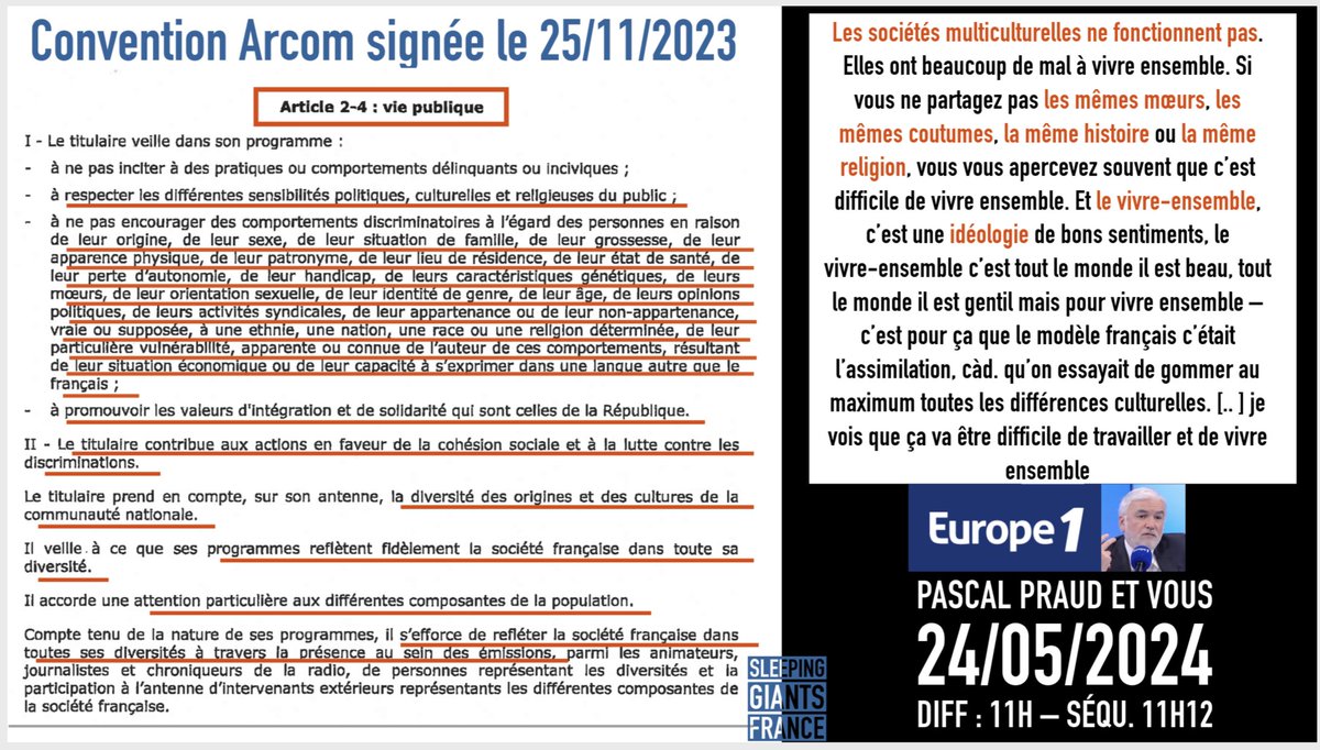 slpng_giants_fr's tweet image. 🚨 Saisine Arcom !
#Praud sur Europe1 (infos dans l&apos;image)
Les propos tenus par l&apos;animateur, sans contradiction, enfreignent la quasi-totalité des points de l&apos;article 2-4 de la convention.

à vos plumes arcom.fr/alertez-nous