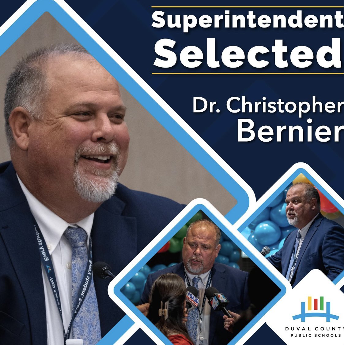 After a year-long search for the next superintendent, the Duval County School Board has finally made a selection. Congratulations to Dr. Christopher Bernier!! We are excited for your leadership and look forward to the upcoming school year. @DuvalSchools