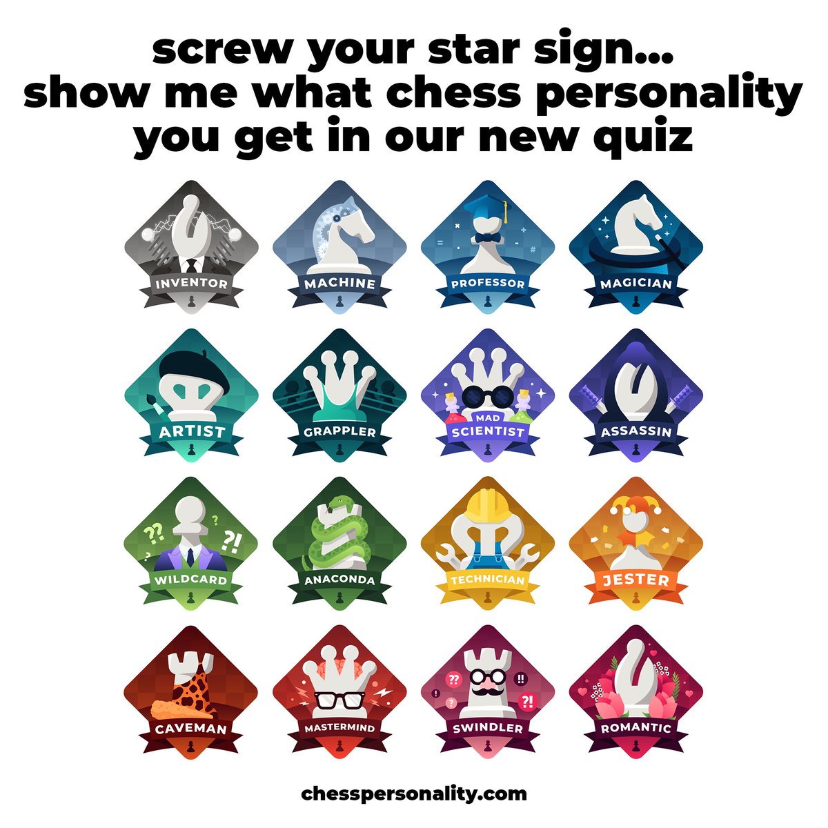 chesscom's tweet image. 👉 chesspersonality.com 👈