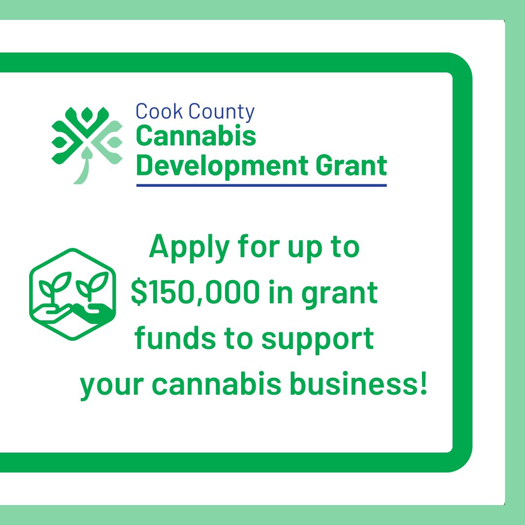 Cook County Announces $3.6M Cannabis Development Grant – application open through June 14
Cook County has launched a new program to help further equity within the cannabis industry –the Cook County Cannabis Development Grant.– learn more here: cookcountyil.gov/service/cannab…
