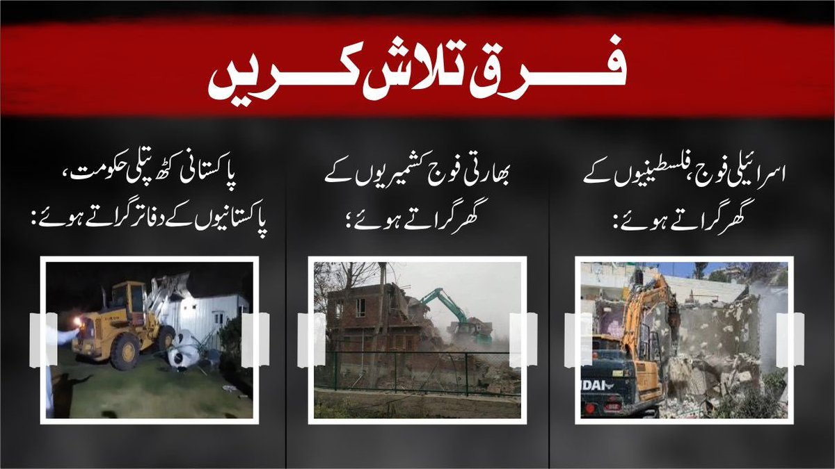 اسرائیلی قابض فوج، کشمیر میں قابض بھارتی فوج اور پاکستان پر مسلط عسکری کٹھ پتلی حکومت میں فرق تلاش کریں: