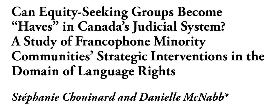 Stéphanie Chouinard (@drschouinard) on Twitter photo New publication, with superstar colleague <a href="/mcnabb_danielle/">Danielle McNabb</a>!
In the Review of Constitutional Studies (vol. 28).
We present an analysis of the way intervention at the <a href="/SCC_eng/">Supreme Court of Canada</a> has been used as a strategic tool for the advancement of language rights by Francophone minorities. 1/2 New publication, with superstar colleague <a href="/mcnabb_danielle/">Danielle McNabb</a>!
In the Review of Constitutional Studies (vol. 28).
We present an analysis of the way intervention at the <a href="/SCC_eng/">Supreme Court of Canada</a> has been used as a strategic tool for the advancement of language rights by Francophone minorities. 1/2