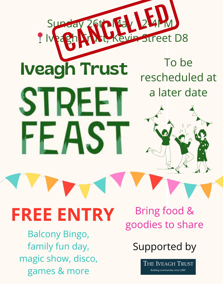 Sorry to say that we have to cancel our event this Sunday, 26th May We will be back bigger and better at a later date as our community was so looking forward to this event. Love ❤️ helping our community here shine ✨️ and love living here too. Everyone enjoy #StreetFeast