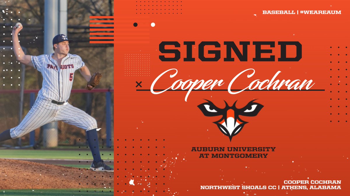 ✍️NEW SIGNEE✍️

Welcome to the Warhawk ⚾️ family, Cooper!

#WeAreAUM