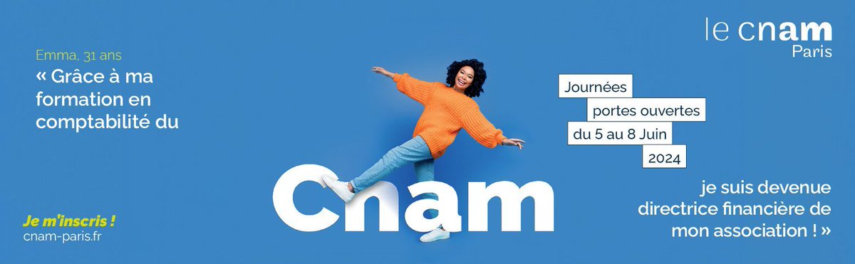 🎉 Journées Portes Ouvertes de notre partenaire le Centre Cnam Paris pour découvrir leur programmes et échanger avec les équipes autour de votre projet professionnel ou de reconversion.
📅 Les 5, 6 et 7 juin de 14h à 20h et le 8 juin de 10h à 18h.
📍 Lieu : Centre Cnam Paris