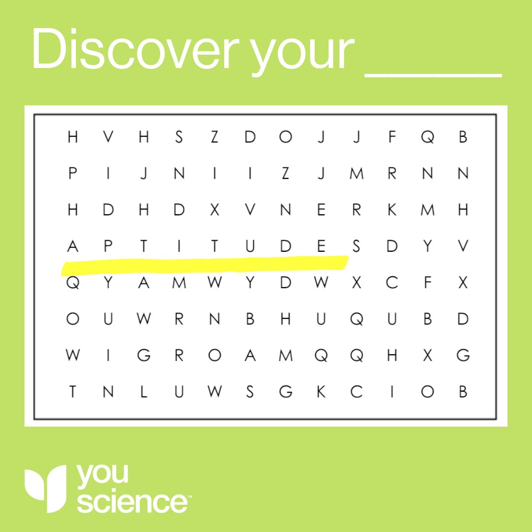 Discovering your aptitudes is like finding that elusive word in a word search puzzle—once you spot it, everything starts to click! 🔍💡 Get an assessment for yourself or someone you love: youscience.com/buy-now/ #UnlockYourPotential #YouScience