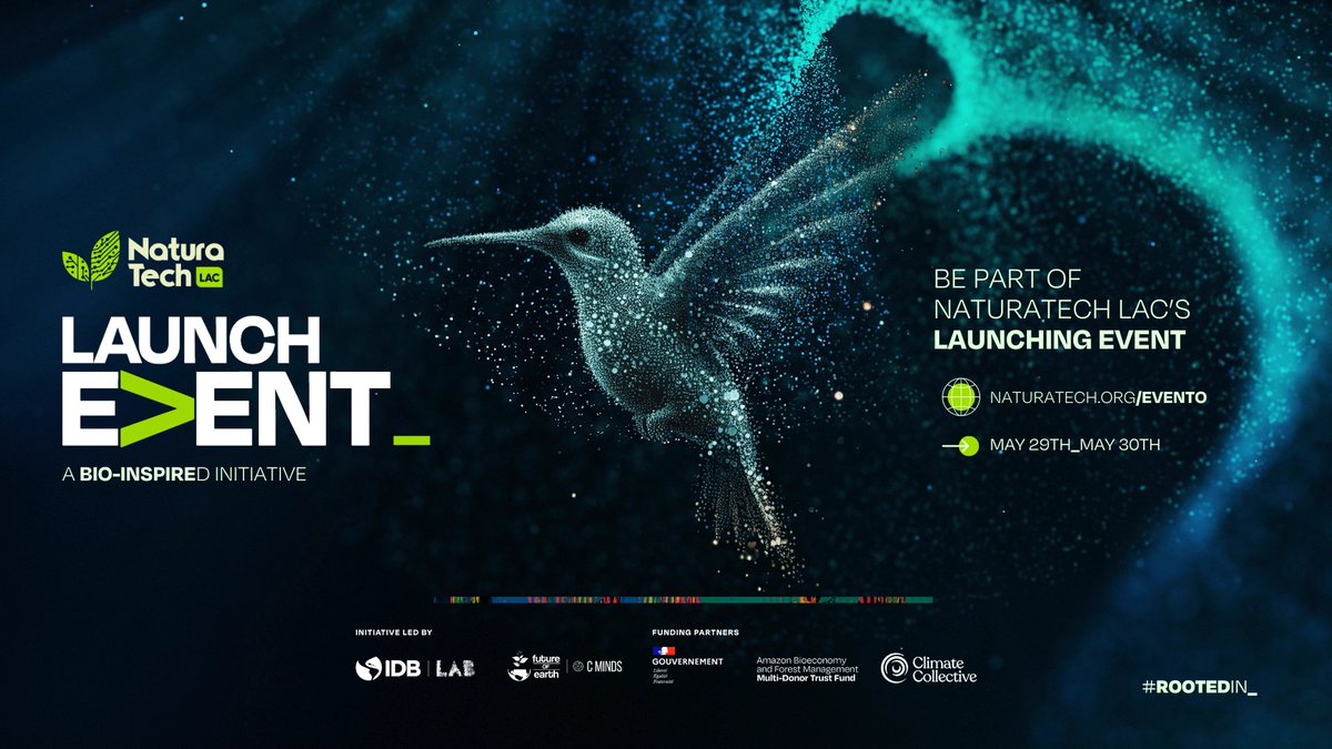 Be part of @NaturaTechLAC's Event! 🍃Join @IDB_Lab, @CMinds_co, @clim8collective and @Sida to learn about cutting-edge #Technologies for #Biodiversity conservation & regeneration in #LatinAmerica and the #Caribbean. May 29-30. Register and learn more at bit.ly/4aPmz21🔗