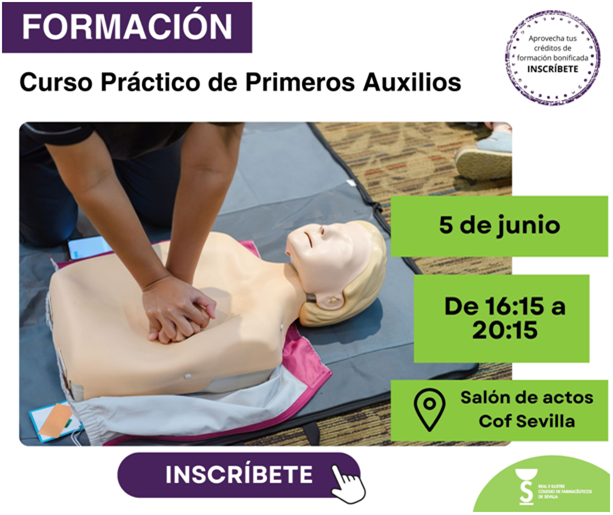 Curso práctico de primeros auxilios del @cof_sevilla, imprescindible adquirir estos conocimientos, como sanitarios y como ciudadanos. ¿Te vienes? Inscripción aquí: hermescampusvirtual.es/course/info.ph…