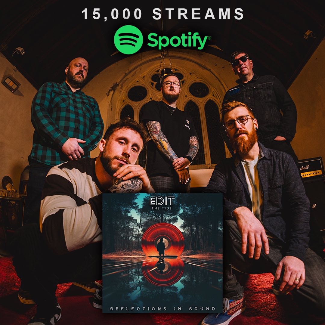 Our Debut EP ‘Reflections In Sound’ is 1 month old today and has just hit over 15,000 streams over on @spotify 💚 It also marks our first full year as a band and the support from everyone has been amazing 👏🏻 ffm.bio/editthetideband ETT 🌊