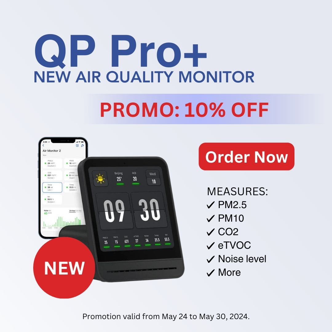 We've got a new addition to upgrade your indoor air: the QP Pro+ Air Quality Monitor Keep an eye on temperature, CO2, and more, all with smart alerts and easy integration into your home setup. #AirQualityMonitor #CleanAir #AirPollution #Health #AirQuality #SmartAir