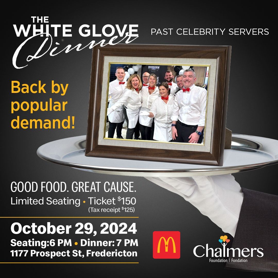 Back by popular demand: The White Glove Dinner 2024 is October 29, 2024. Join us for a McDonalds experience like never before, with Celebrity Servers and your choice of chicken, beef or fish! Limited pre-sale tickets, don't miss out! buff.ly/3L3tf2e