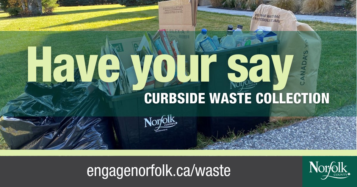 Help shape the future of waste management in Norfolk! Your feedback can help align our curbside waste collection with the community's needs and preferences. 🗑️ In-Person Survey- Norfolk County Libraries, Administration Buildings in Simcoe and Delhi; Simcoe Recreation Centre.