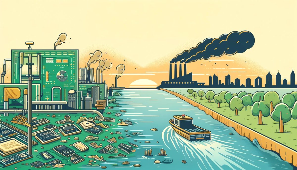 I am speaking at AERE 2024 Summer Conference. whova.com/xems/apis/open… 

Title: Pollution Liability Insurance and Corporate Environmental Compliance in China (w/Fan Wu &amp; Yiyuan Zhang).

We look at Electroplating and Circuit Board industry violations.

DALL-E Depiction: