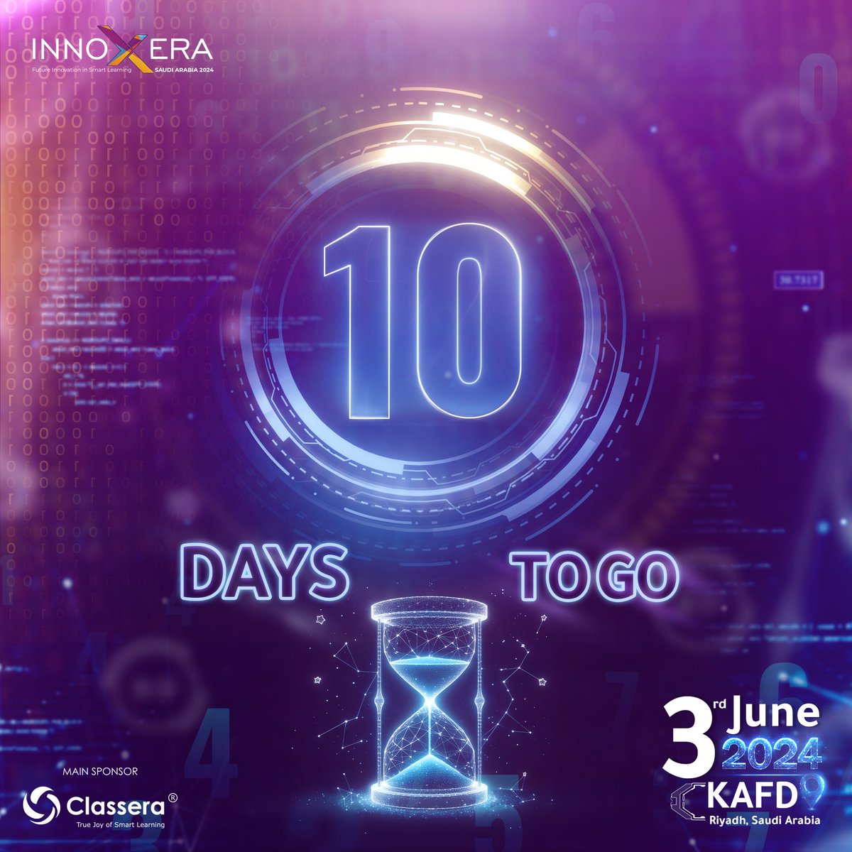 InnoXera (@innoxerasummit) on Twitter photo Only 10 days left! 🌟 Get ready for the biggest EdTech Summit in Saudi Arabia on June 3rd at <a href="/Kafd/">KAFD | كافد</a>. Don't miss out!
Register Now at: bit.ly/InnoXera-KSA-R…
فقط 10 أيام متبقية على إنطلاق القمة الأكبر في مجال تكنولوجيا التعليم، كونوا على الموعد في مركز الملك عبدالله المالي Only 10 days left! 🌟 Get ready for the biggest EdTech Summit in Saudi Arabia on June 3rd at <a href="/Kafd/">KAFD | كافد</a>. Don't miss out!
Register Now at: bit.ly/InnoXera-KSA-R…
فقط 10 أيام متبقية على إنطلاق القمة الأكبر في مجال تكنولوجيا التعليم، كونوا على الموعد في مركز الملك عبدالله المالي