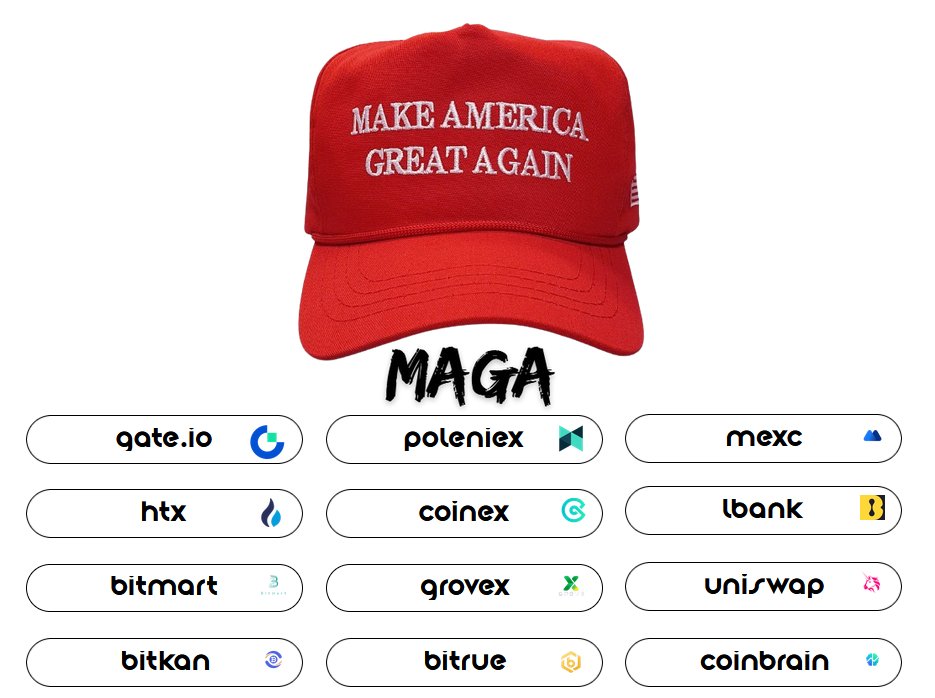 WF (@whalefud) on Twitter photo You can currently buy $MAGA on these exchanges.
I'll keep updating this pinned post as more crypto exchanges list <a href="/MagaHAT_ETH/">PLEASE GO TO OFFICIAL MAGA Coin X ----- @MAGACoinX</a> You can currently buy $MAGA on these exchanges.
I'll keep updating this pinned post as more crypto exchanges list <a href="/MagaHAT_ETH/">PLEASE GO TO OFFICIAL MAGA Coin X ----- @MAGACoinX</a>