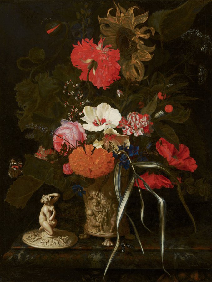 Maria van Oosterwyck, Flowers in an Ornamental Vase, c. 1670 - 1675? (Mauritshuis, The Hague)