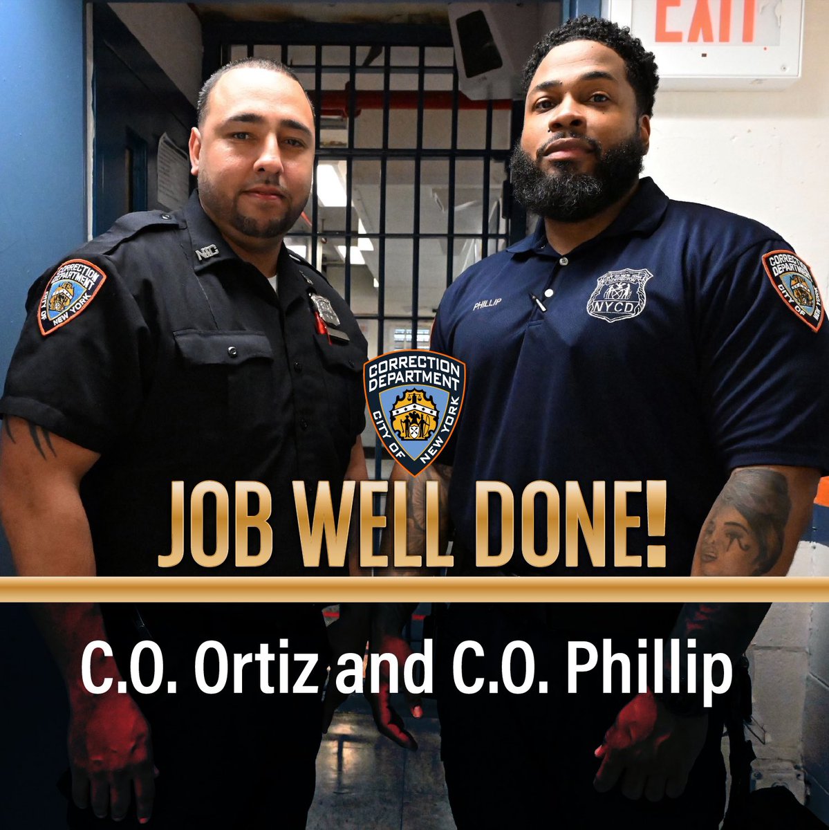 Today, a job well done goes to #DOC Officers Ortiz and Phillip for catching a person in custody on #RikersIsland attempting to smuggle in drugs. Learn more today at bit.ly/3KhWq0Y. #JoinTheBoldest #FlashbackFriday