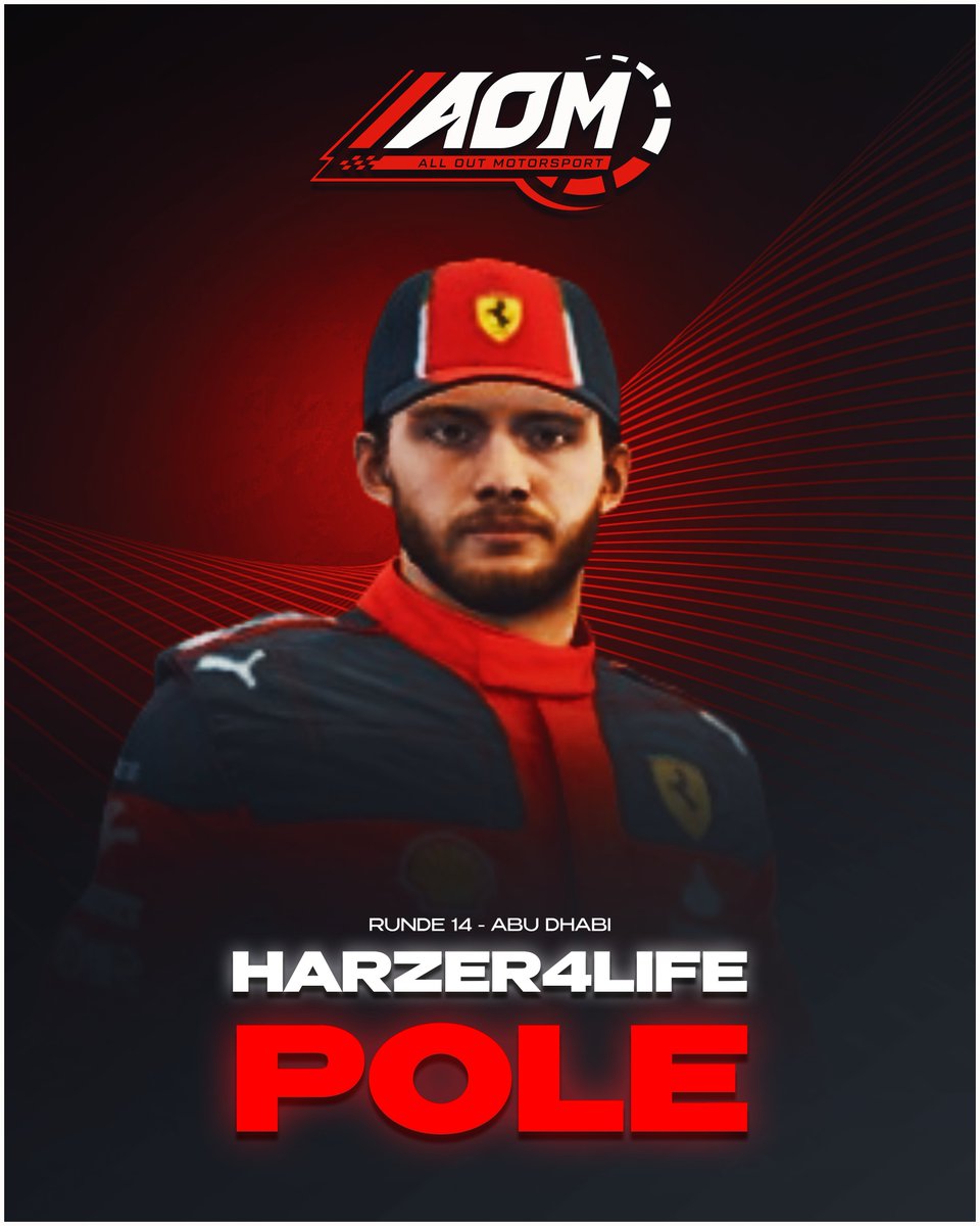 POLE für Harzer4Life in Abu Dhabi 🇦🇪 1) Harzer4Life 2) Racer Ju 3) Jaronger 4) IYoungNewWavel 5) Shadow Freitags 20:30 Uhr, LIVE auf Twitch! twitch.tv/alloutmotorspo… #AllOutMotorsport #F1 #SimRacing