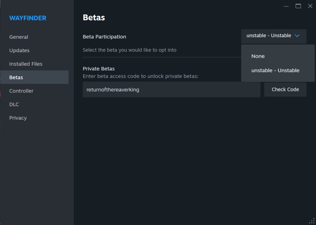 Rurikhan's tweet photo. If you're a #Wayfinder Founder on Steam, you can test the Wayfinder Echoes Closed Beta this weekend.

1⃣ Right Click the Game on Steam
2⃣ Properties
3⃣ Beta
4⃣ Use code - returnofthereaverking
5⃣ Click 'Check Code'
6⃣ Choose Unstable Branch
✅Play the Game https://t.co/jFxMCZScMR