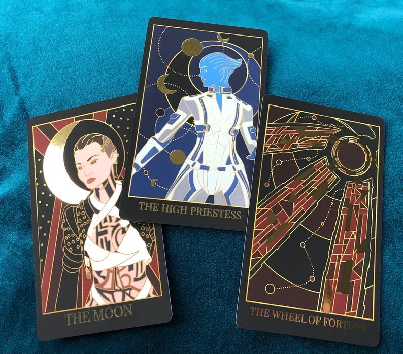 Fan Art Friday: Mass Effect Tarot Cards by @HauntYourHouse! (They’re currently seeking backing on Kickstarter for a full deck…)

#FanArtFriday #MassEffect #MassEffectFanArt #MassEffectTarot #Tarot #TarotCards