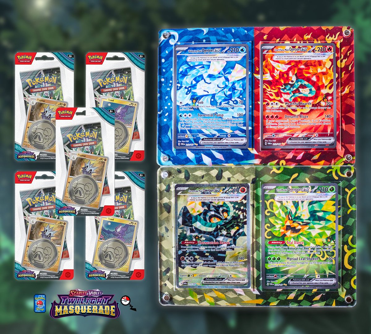 🎭GIVEAWAY🎭

To celebrate the release Twilight Masquerade, I'll be giving away GeekStop's Ogerpon ex Card Display Case, as well as 5x Blister Promo Packs

TO ENTER:
-Like &amp; Repost This Post
-Follow <a href="/switchstock/">Pokémon-Switch Stock</a> &amp; <a href="/GeeksStopTCG/">GeekStop</a> 

Winner will be announced on 5/27!