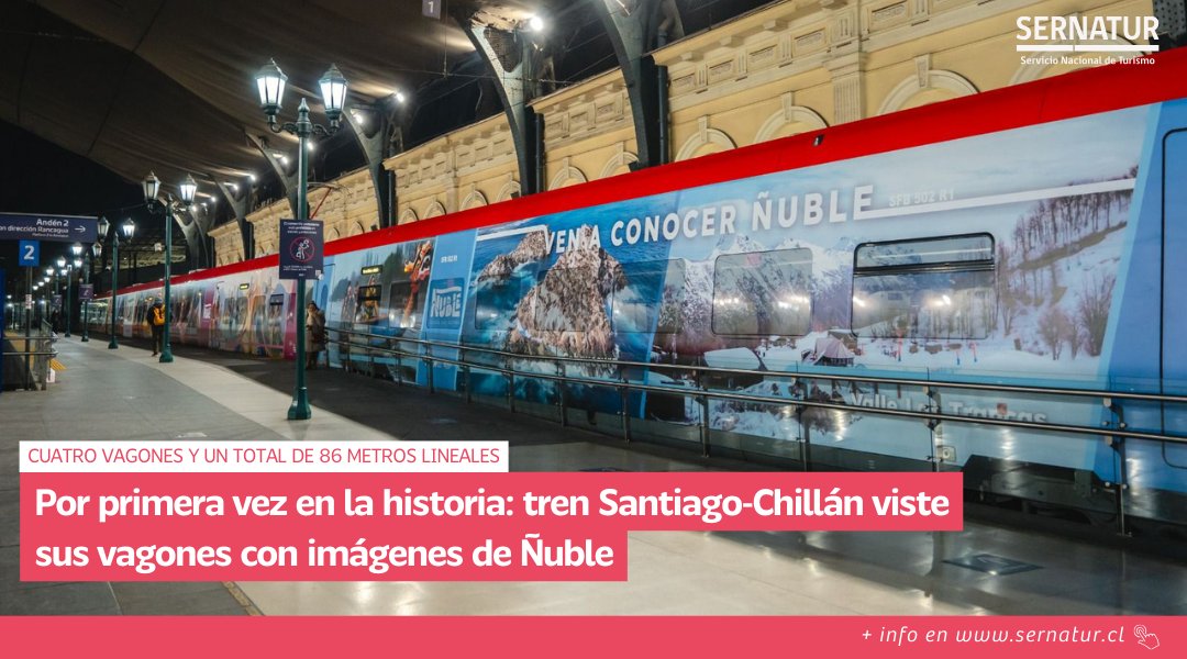 🚈 La iniciativa del Gobierno Regional de Ñuble invita a conocer la región plasmando en 86 metros lineales sus destinos y patrimonio cultural.
🔗 Conoce más de esta iniciativa en sernatur.cl/por-primera-ve….