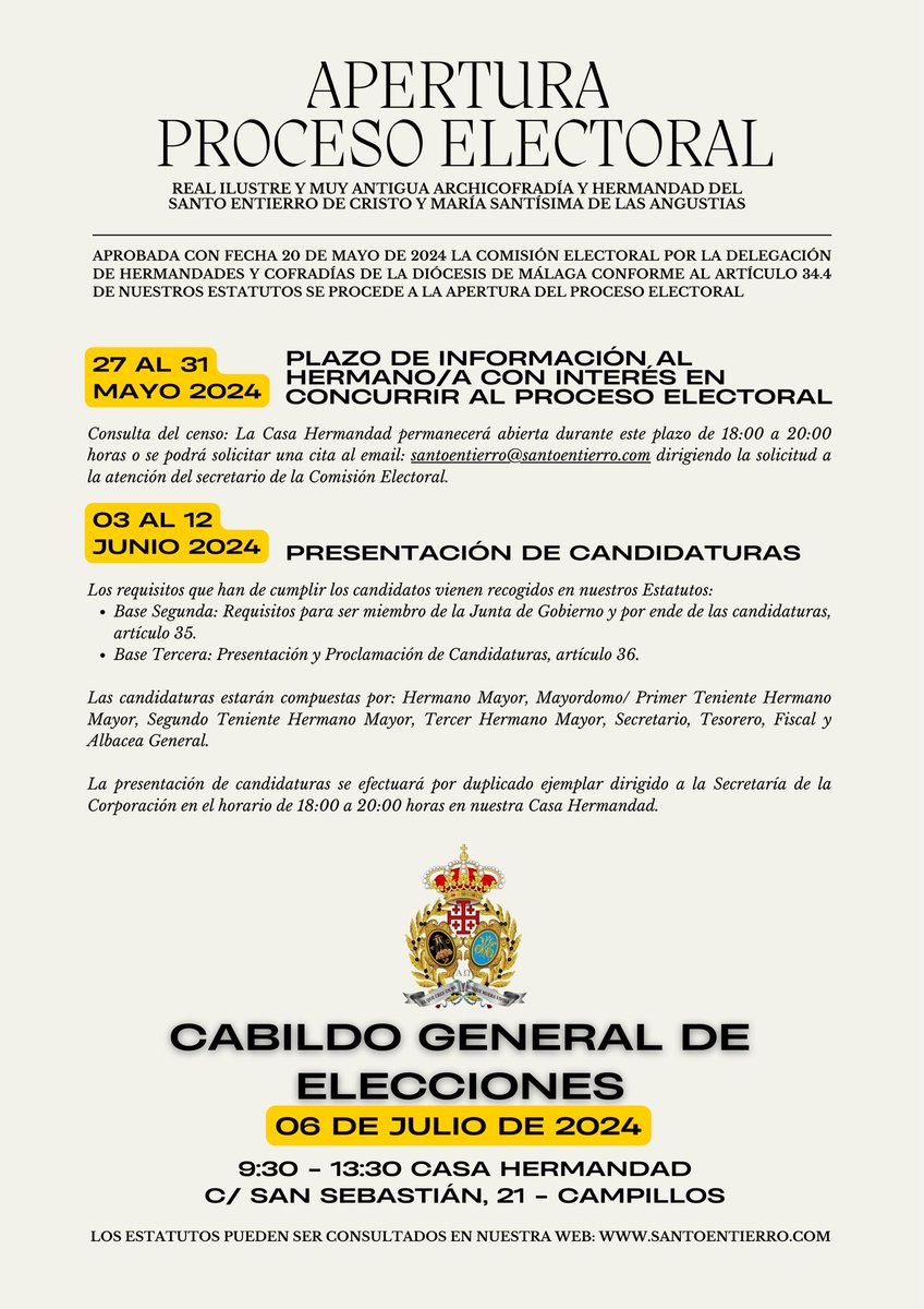 𝐀𝐏𝐄𝐑𝐓𝐔𝐑𝐀 𝐏𝐑𝐎𝐂𝐄𝐒𝐎 𝐄𝐋𝐄𝐂𝐓𝐎𝐑𝐀𝐋 
#santoentierro #angustias #Campillos #CofradiasMlg