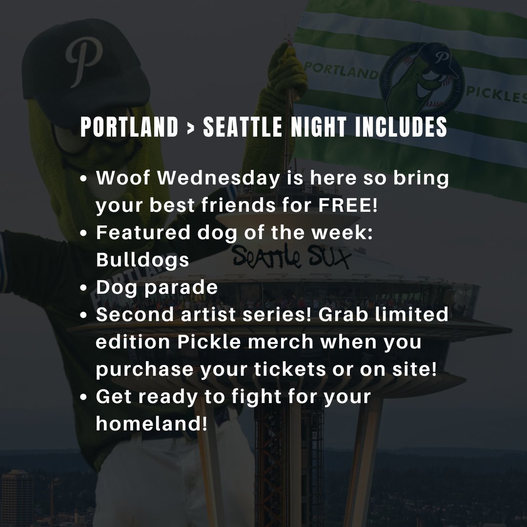There, we said it. Let’s celebrate all the wonderful reasons Portland is superior to Seattle (besides the fact that we have Dillon T. Pickle). Come ready to defend the homeland. Ticket Link: picklestickets.com/event/first-wo…
