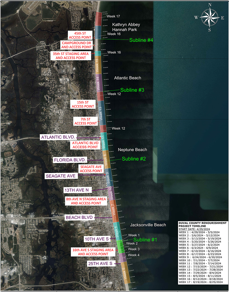 GREAT NEWS! Duval Co. beach operations have resumed, moving south along the beach. The 16th Ave. So. staging area remains closed, please use alternate access points to reach the beach. Find updates at saj.usace.army.mil/.../Shore.../D… @cityofjax