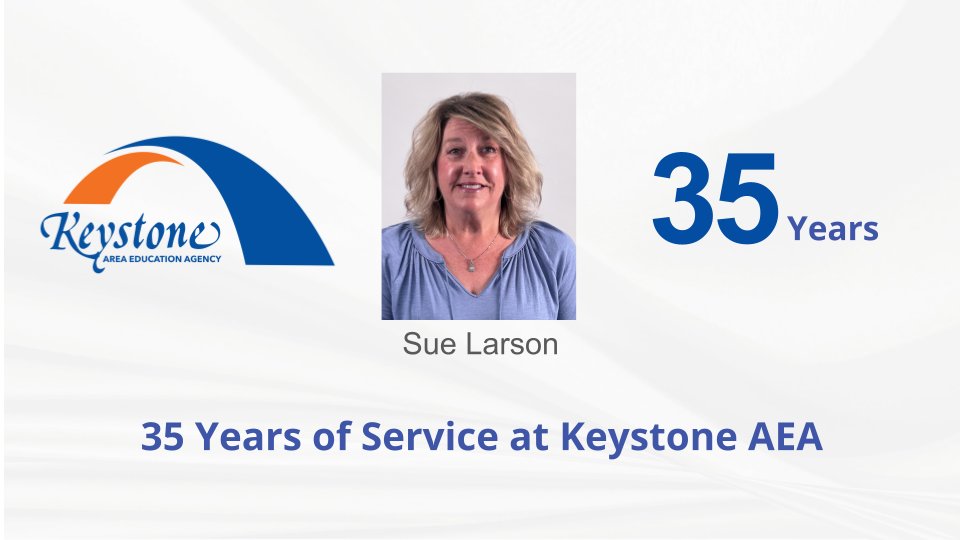 KeystoneAEA's tweet photo. 🥳 🎉🙌  Congratulations to Sue Larson on celebrating 35 years of service at Keystone AEA! 

Congratulations on this milestone and thank you for being #GroundedInService! https://t.co/MIrP4kjck7