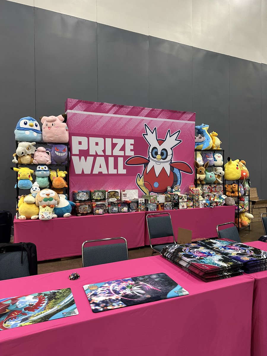 Welcome sign and the prize wall at LA Regionals
