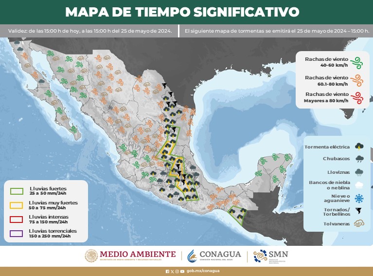 conagua_clima's tweet photo. Para las siguientes 24 horas se pronostican #Lluvias de fuertes a muy fuertes en zonas de #Tamaulipas, #SanLuisPotosí, #Guanajuato, #Querétaro, #Hidalgo, #EdoMéx, #CDMX, #Morelos, #Talxcala, #Puebla y #Oaxaca https://t.co/sfBdiBGr7q