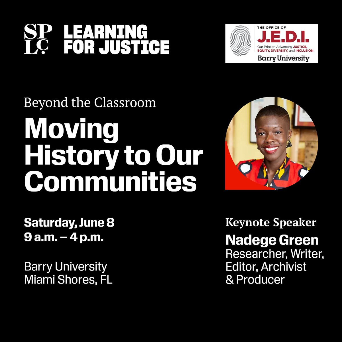 splcenter's tweet image. Don&apos;t miss the educator workshop presented by the SPLC&apos;s Learning for Justice and Barry University, aimed at empowering Black youth and building community through comprehensive Black history education in the classroom and beyond. #LearningForJustice bit.ly/3QPSjwr