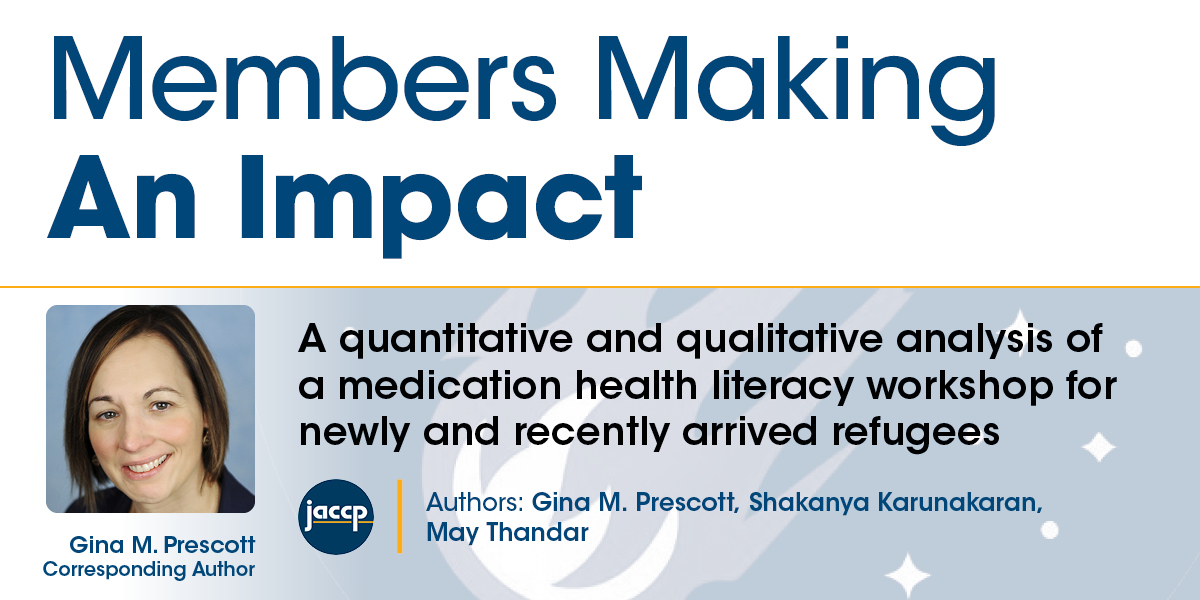 Congratulations to ACCP member Gina M. Prescott and co-authors on the recent publication of their article in JACCP! Access the abstract and/or article here: accpjournals.onlinelibrary.wiley.com/doi/10.1002/ja…
 
<a href="/JACCPJournal/">JACCP</a> #MakingAnImpact #ACCP #TwitteRx
